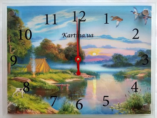 Годинник-картина під склом Озеро 30 см x 40 см