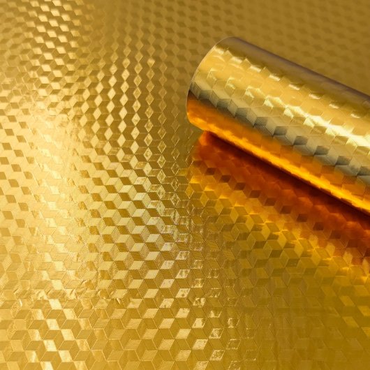 Самоклеющаяся декоративная пленка 3Д кубы золото 0,40Х10М (MM-6008-1), Золотой, Золото