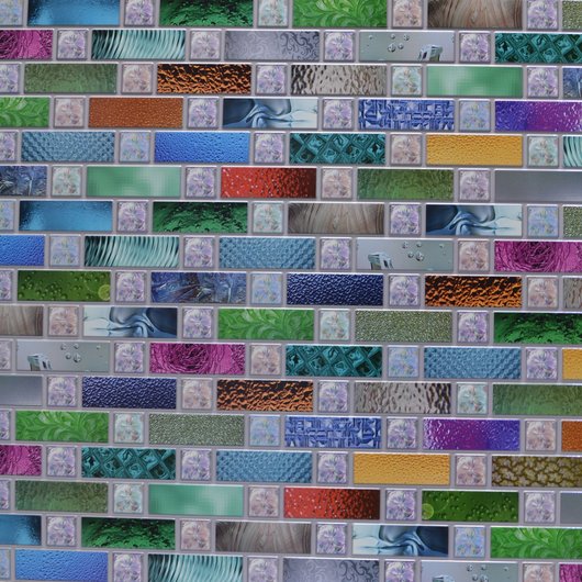 Панель стеновая декоративная пластиковая мозаика ПВХ "Радуга" 924 мм х 480 мм, Разные цвета