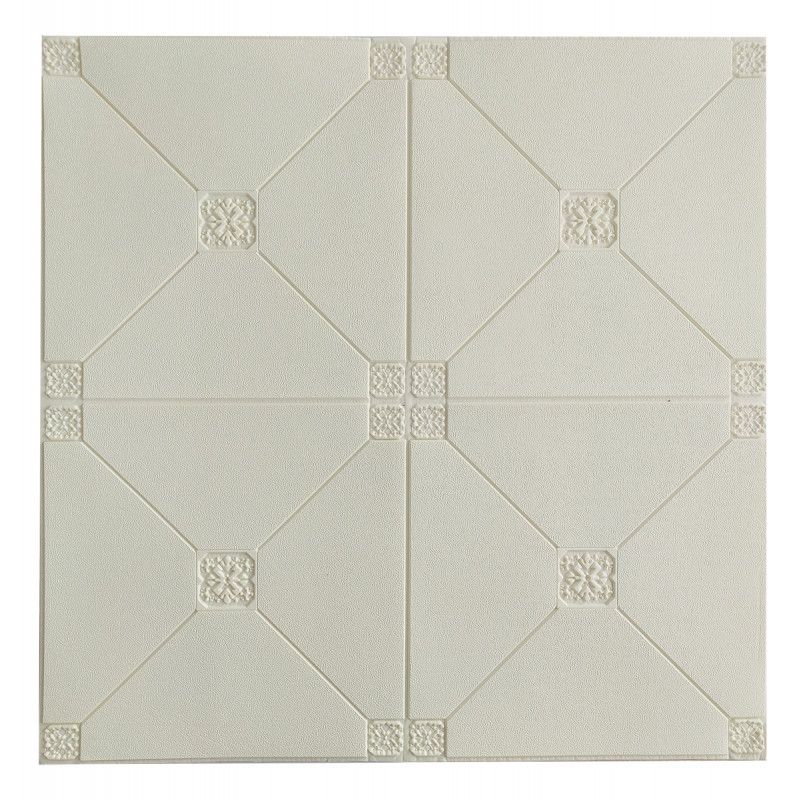 Панель стінова самоклеюча декоративна 3D плитка 700x700x4.5мм, Білий