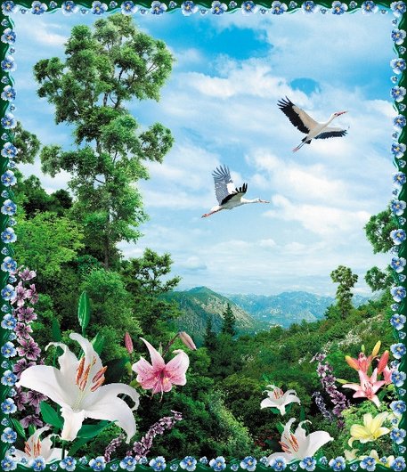 Фотообои простая бумага Птицы счастья 15 листов 207 см х 242 см