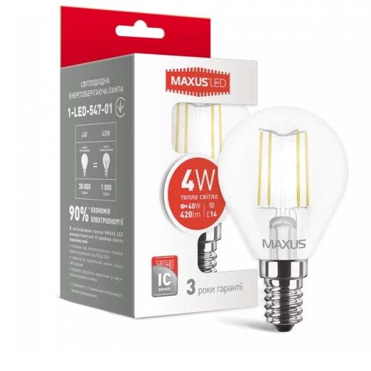 Лампа светодиодная LED MAXUS C45 4W E14 тёплый цвет