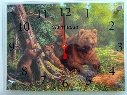 Часы-картина под стеклом Медведи 30 см x 40 см