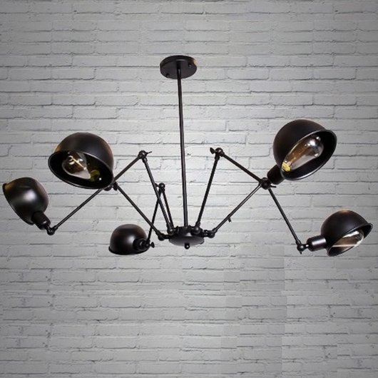 Люстра металева в стилі Loft 5 ламп чорна, Черный, Чорний