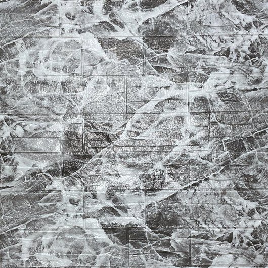 Панель стеновая самоклеющаяся декоративная 3D Серый рваный кирпич 700х770х5мм, серый