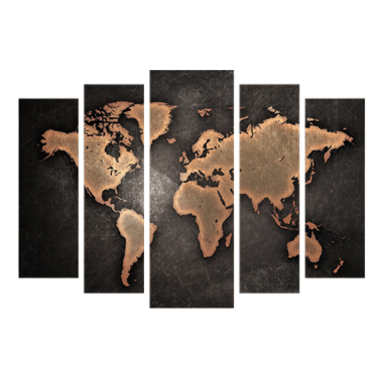 Картина модульна 5 частин Карта світу 80 х 120 см