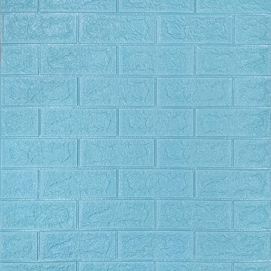 Панель стінова самоклеюча декоративна 3D под кирпич Бирюза 700х770х3мм, Бирюзовый
