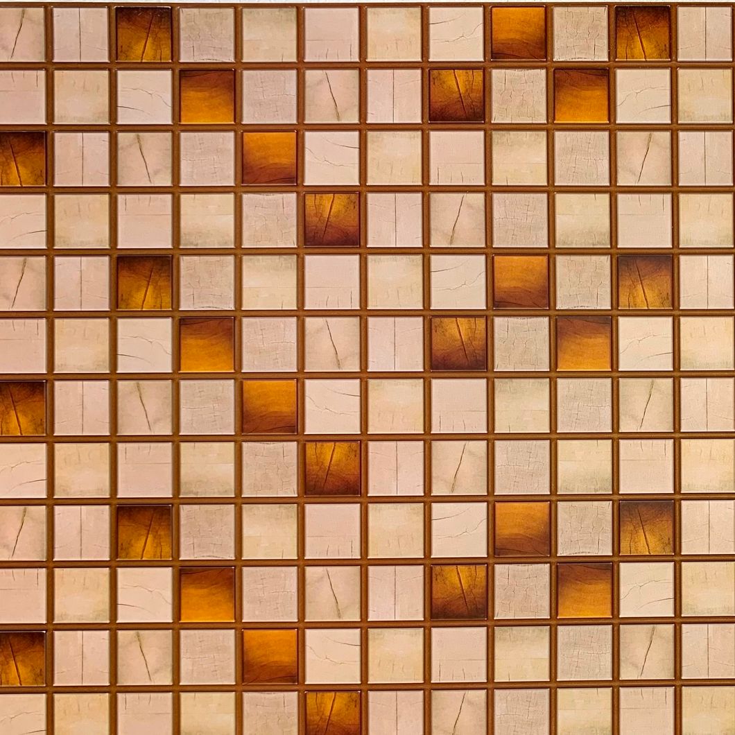 Панель стеновая декоративная пластиковая мозаика ПВХ "Охра" 959 мм х 480 мм, Бежевый, Бежевый