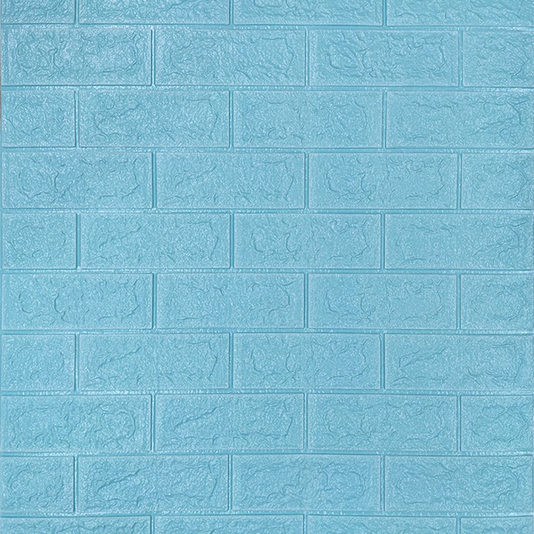 Панель стеновая самоклеящаяся декоративная 3D под кирпич Бирюза 700х770х5мм, Бирюзовый