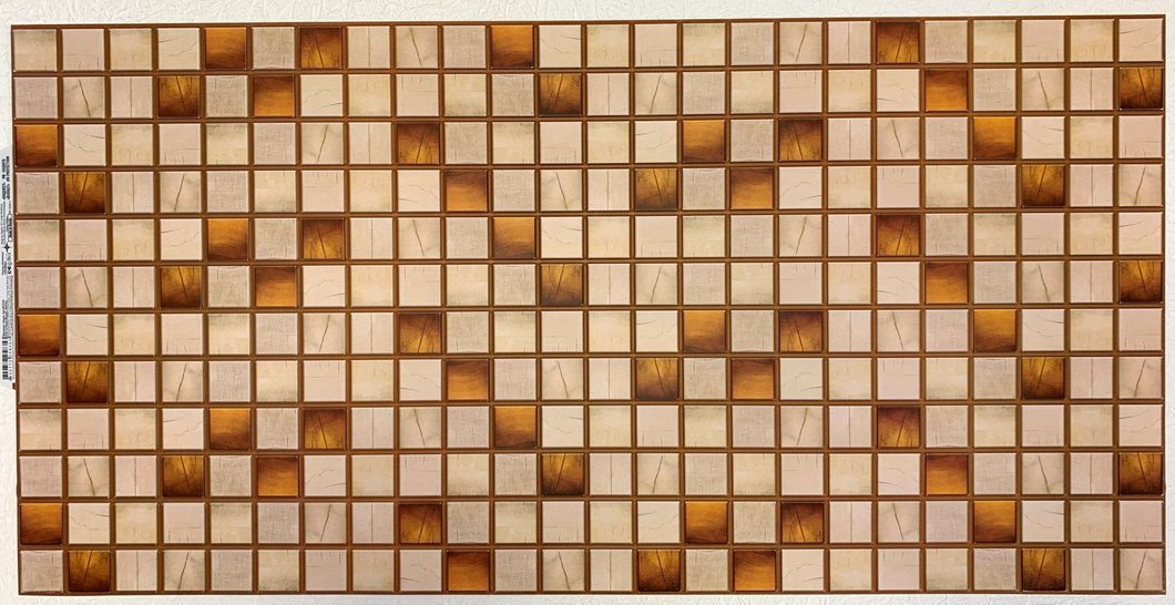Панель стеновая декоративная пластиковая мозаика ПВХ "Охра" 959 мм х 480 мм, Бежевый, Бежевый