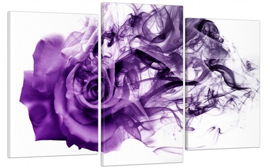 Модульна картина у вітальню/спальню для інтер'єру "Фіолетова троянда" 3 частини 53 x 100 см (MK30185_E)