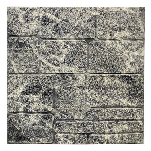 Панель стеновая самоклеящаяся декоративная 3D камень черно-белый мрамор 700х700х7мм, Черный