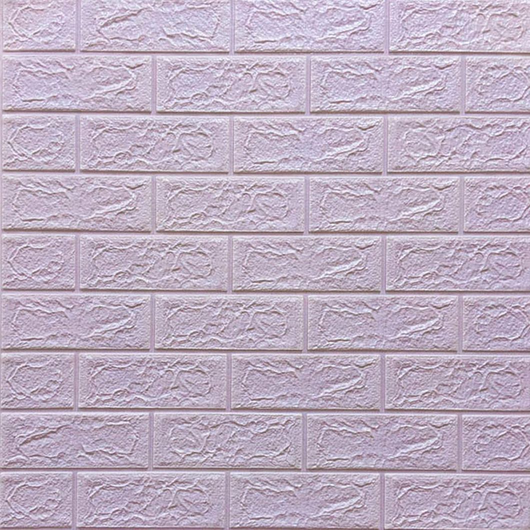 Панель стеновая самоклеющаяся декоративная 3D Кирпич фиолетовый 700x770x5мм, Фиолетовый
