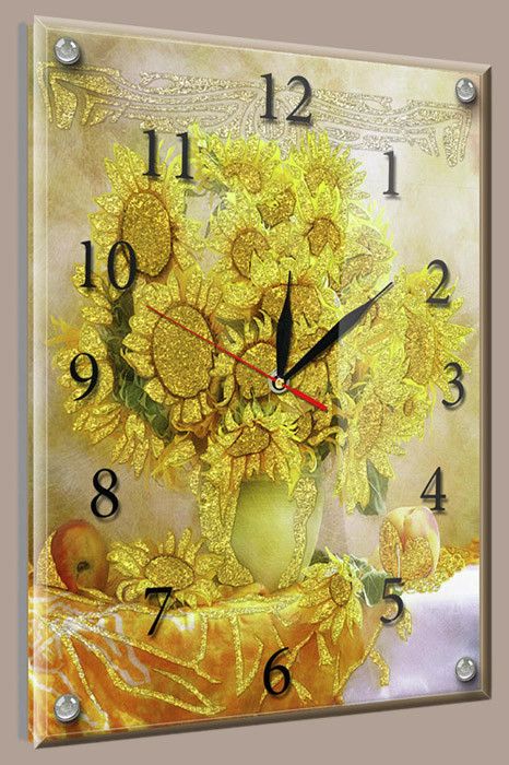 Годинник-картина під склом Квіти 30 см x 40 см