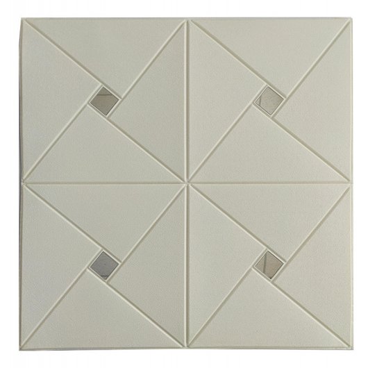Панель стеновая самоклеящаяся декоративная 3D плитка белая зеркало 700х700х6.5мм