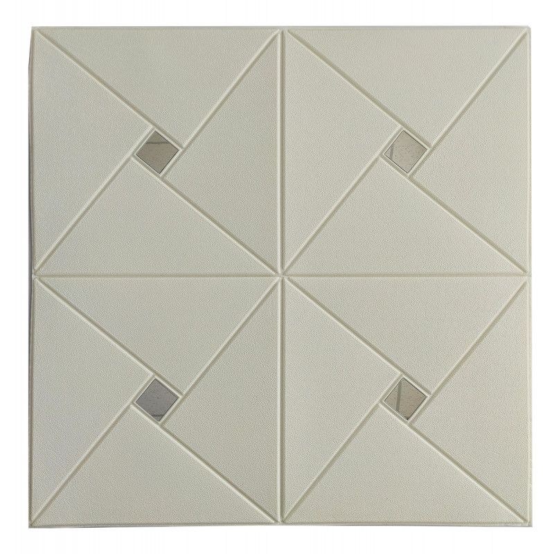 Панель стеновая самоклеящаяся декоративная 3D плитка белая зеркало 700х700х6.5мм, Белый