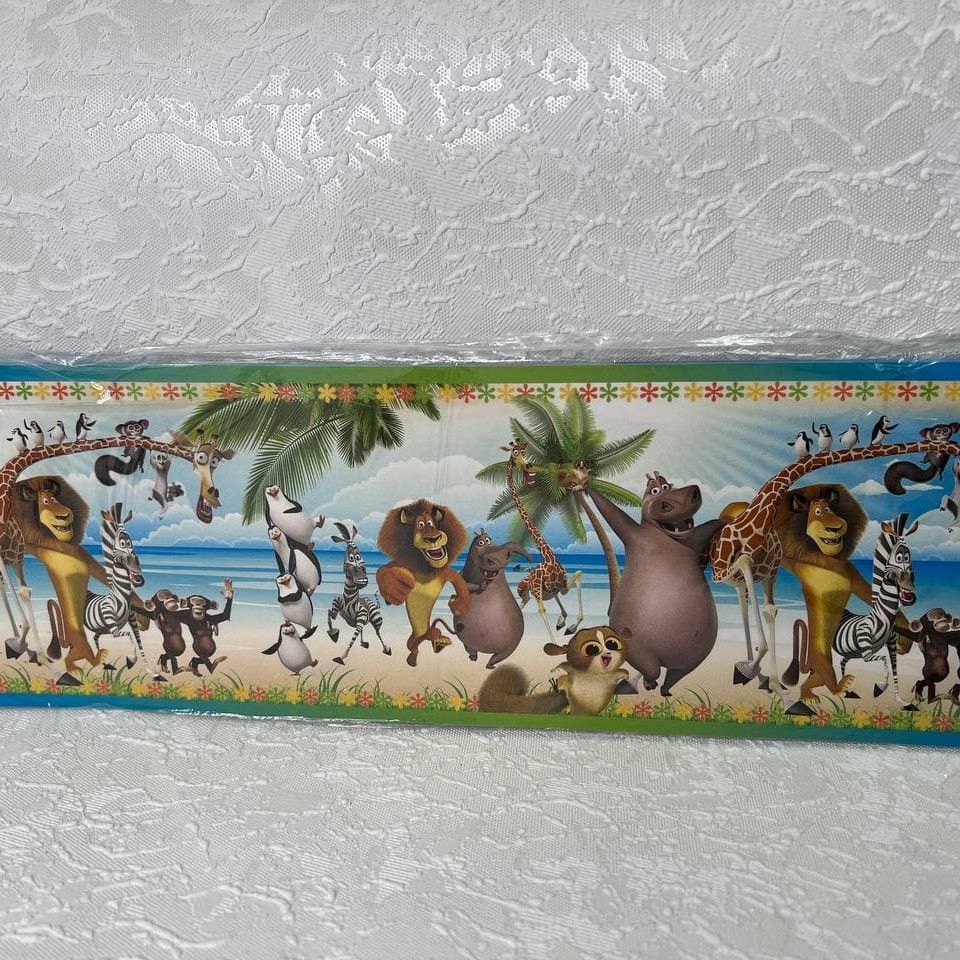Бордюри для шпалер дитячі Мадагаскар ширина 11 см, Блакитний