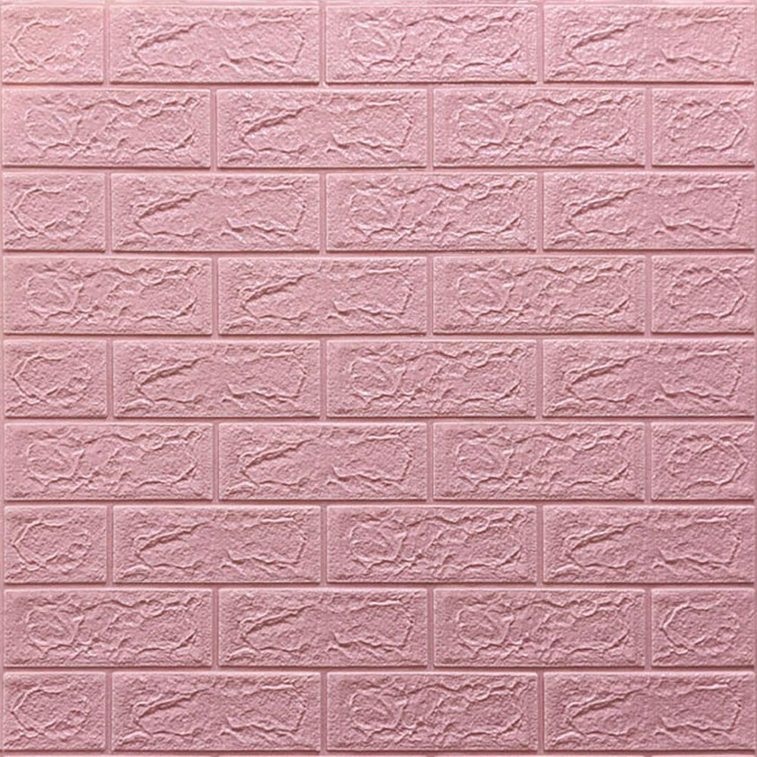 Панель стеновая самоклеящаяся декоративная 3D под кирпич Розовый 700х770х5мм, Розовый