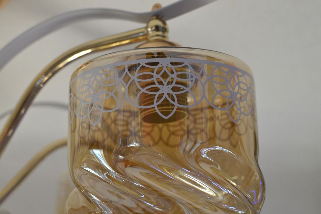 Люстра 5 ламп золото в гостиная спальня стекло в классическом стиле, Золото, Бежевый