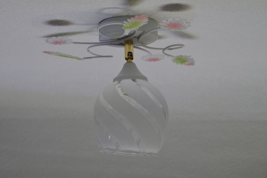 Люстра белый поворотный плафон декоративные цветы 1 лампа, Белый