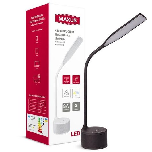 Розумна лампа MAXUS DKL RGB 8W Bluetooth-колонкой черная, Черный