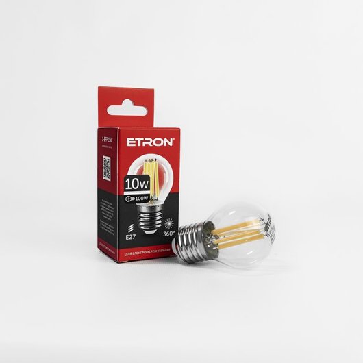 LED лампа светодиодная ETRON Filament Power C45 E27 4200K прозрачное стекло USD (1-EFP-156)