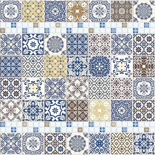 Набір панелей декоративне панно ПВХ "Майоліка" 2766 мм х 645 мм, Синий, Синій