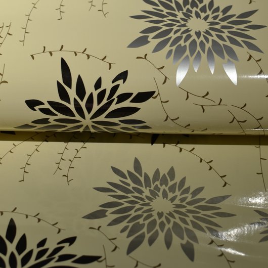Самоклейка декоративная Hongda Хризантемы бежевый глянец 0,45 х 1м, Бежевый