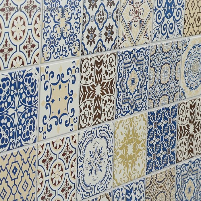 Набор панелей декоративное панно ПВХ "Майолика" 2766 мм х 645 мм, Синий, Синий