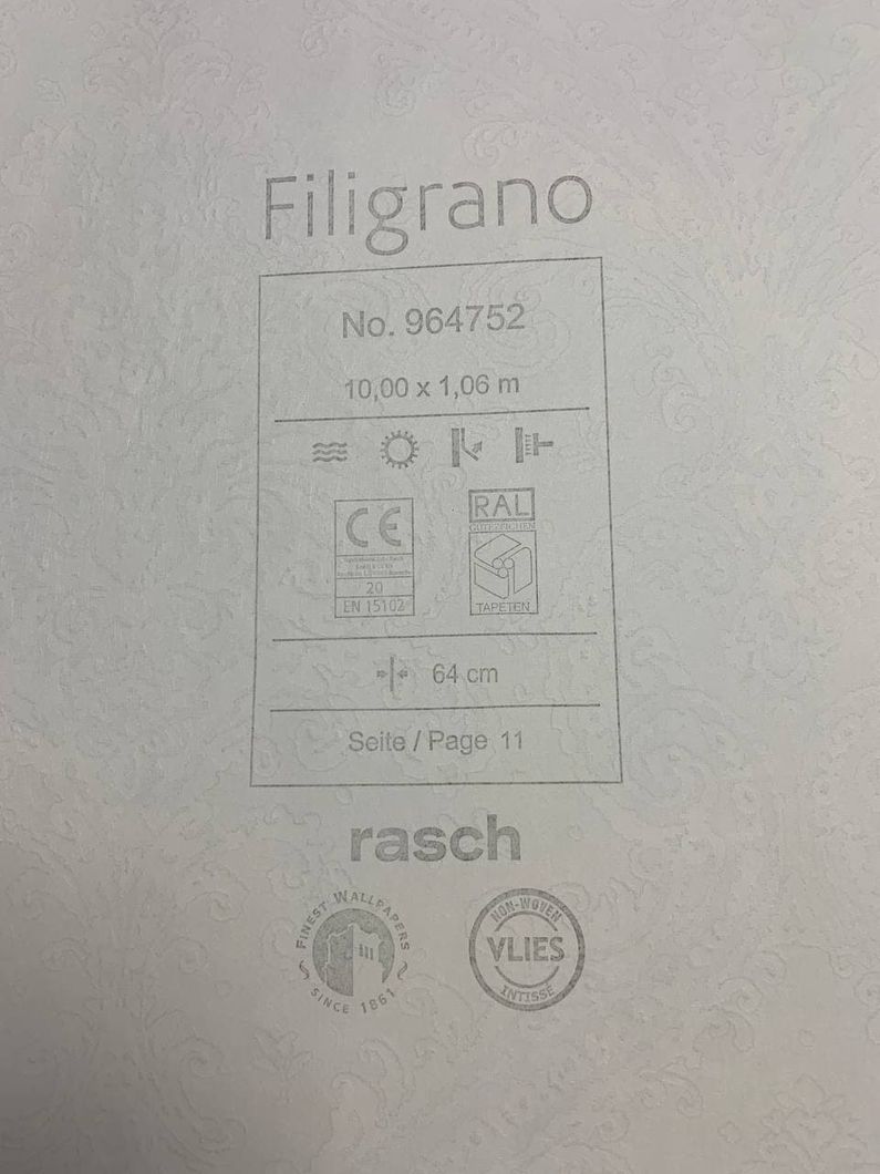 Шпалери вінілові на флізеліновій основі Rasch Filigrano Золотистий 1,06 х 10,05м (964752)