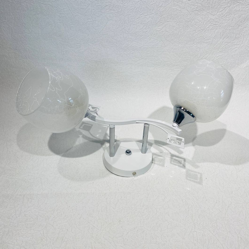 Люстра 2 лампы, белая в гостиную, спальню стекло в классическом стиле (XA1276/2), Белый, Белый