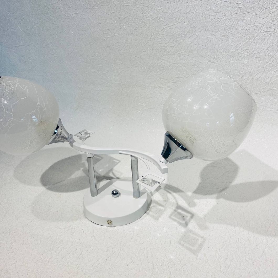 Люстра 2 лампи, біла у вітальню, спальню скло в класичному стилі (XA1276/2), Білий, Білий