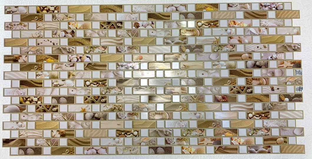 Панель стінова декоративна пластикова мозаїка ПВХ "Скіфи" 948 мм х 480 мм, Бежевий, Бежевий