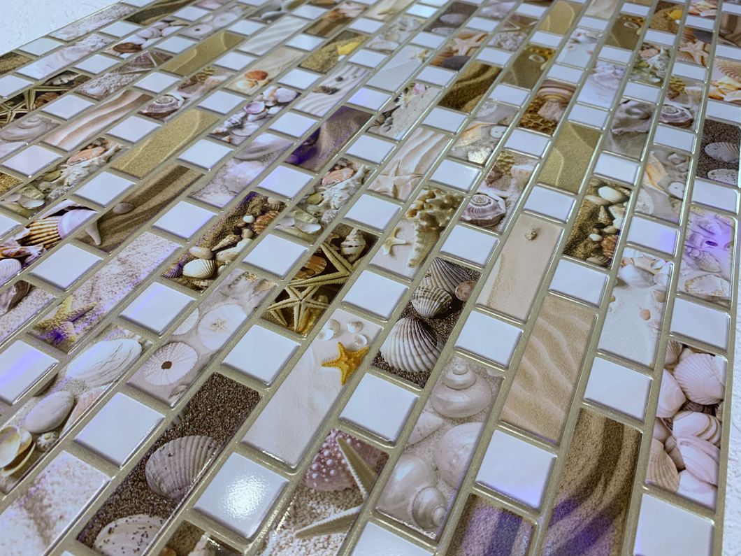 Панель стеновая декоративная пластиковая мозаика ПВХ "Скифы" 948 мм х 480 мм, Бежевый, Бежевый