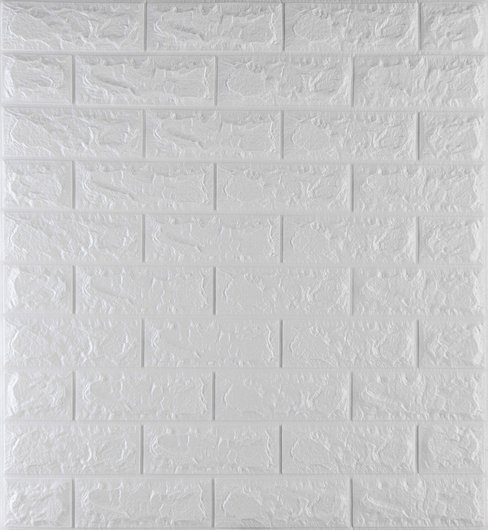 Панель стеновая декоративная полиуретан "Кирпич белый" 957 мм х 480 мм, Белый, Белый