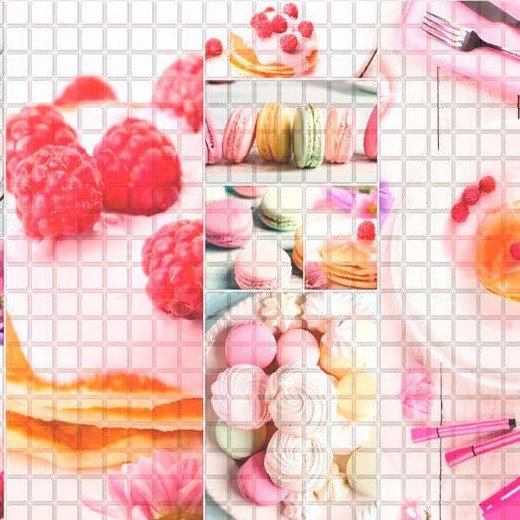 Панель стеновая декоративная пластиковая мозаика ПВХ "Завтрак" 956 мм х 480 мм, Розовый, Розовый