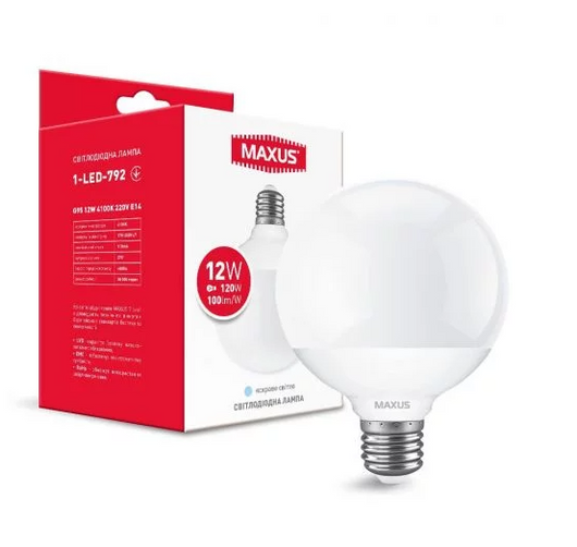 Лампа світлодіодна G95 12W 4100K E27 220V MAXUS (1-LED-792)