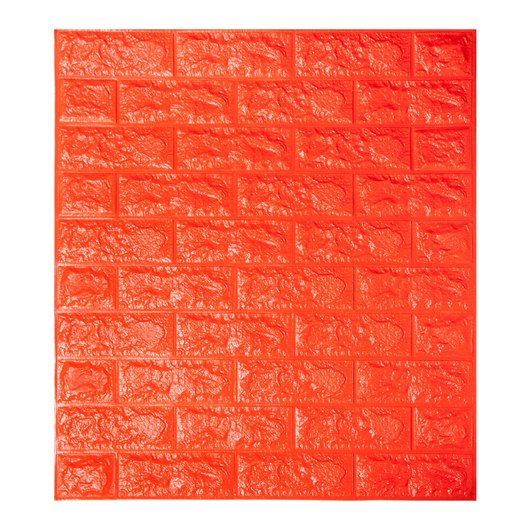 Панель стінова самоклеюча декоративна 3D під цеглу Помаранчевий 700х770х5мм, Оранжевый