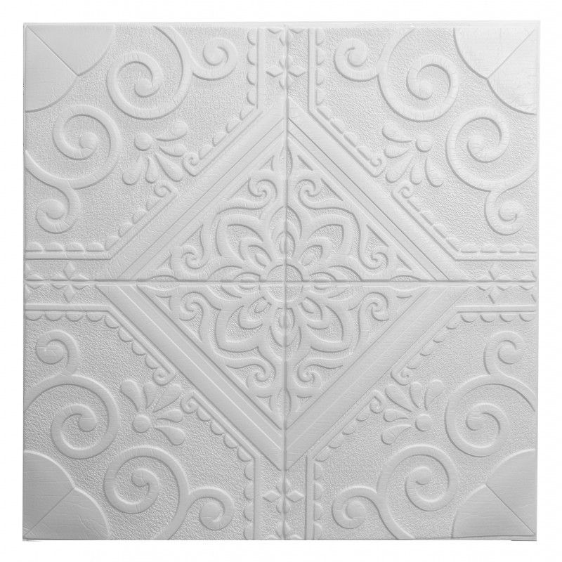 Панель стінова самоклеюча декоративна 3D біла 700x700x7,5мм, Білий