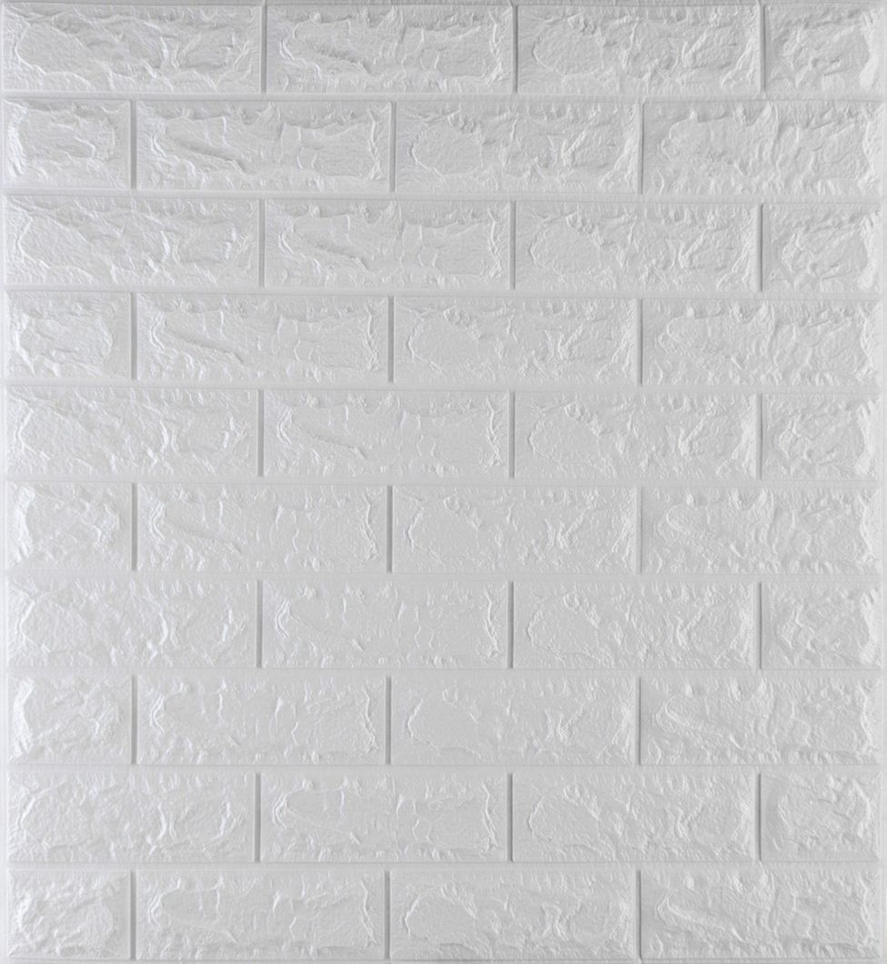 Панель стеновая декоративная полиуретан "Кирпич белый" 957 мм х 480 мм, Белый, Белый