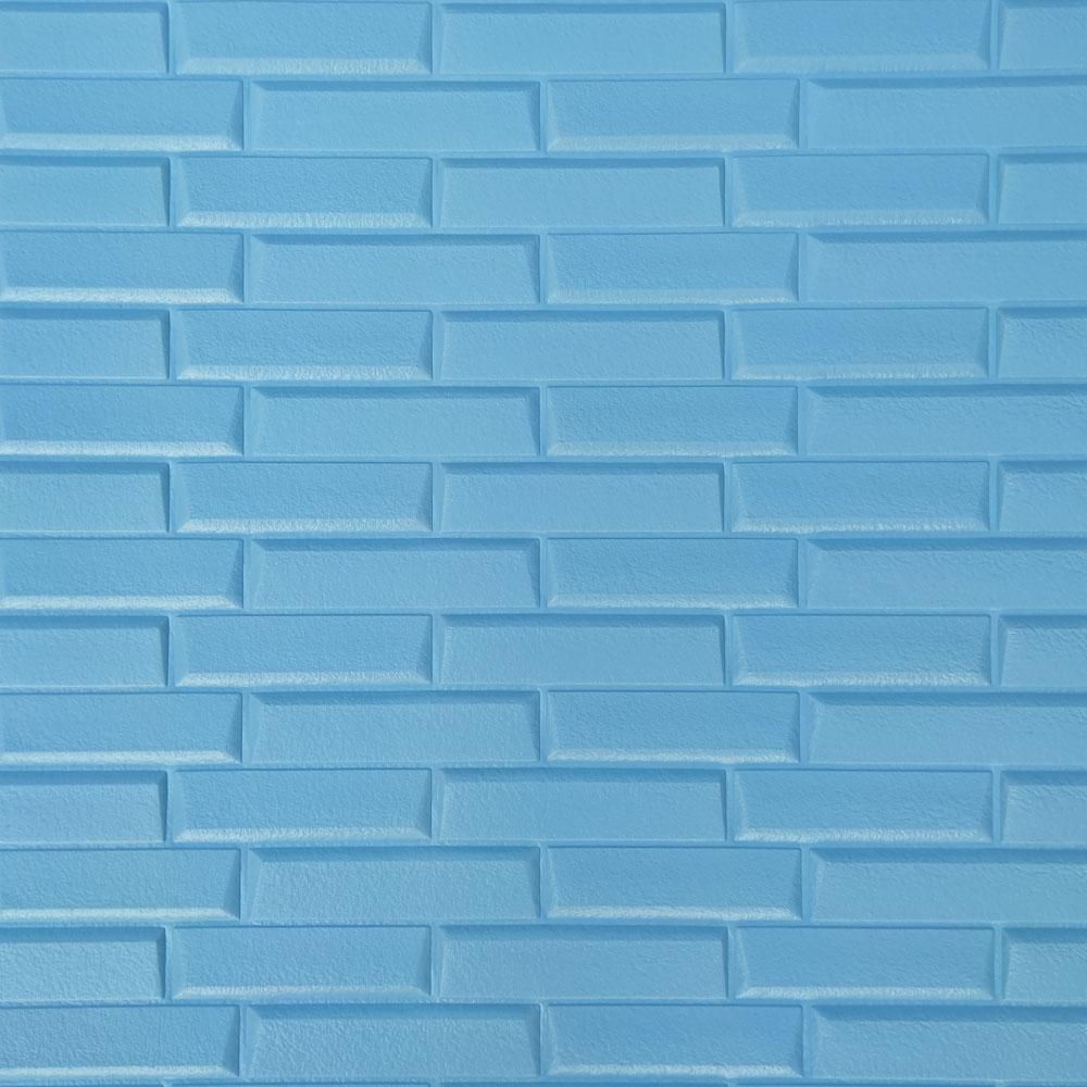 Панель стінова самоклеюча декоративна 3D лазурна кладка 700х770х7мм, Блакитний
