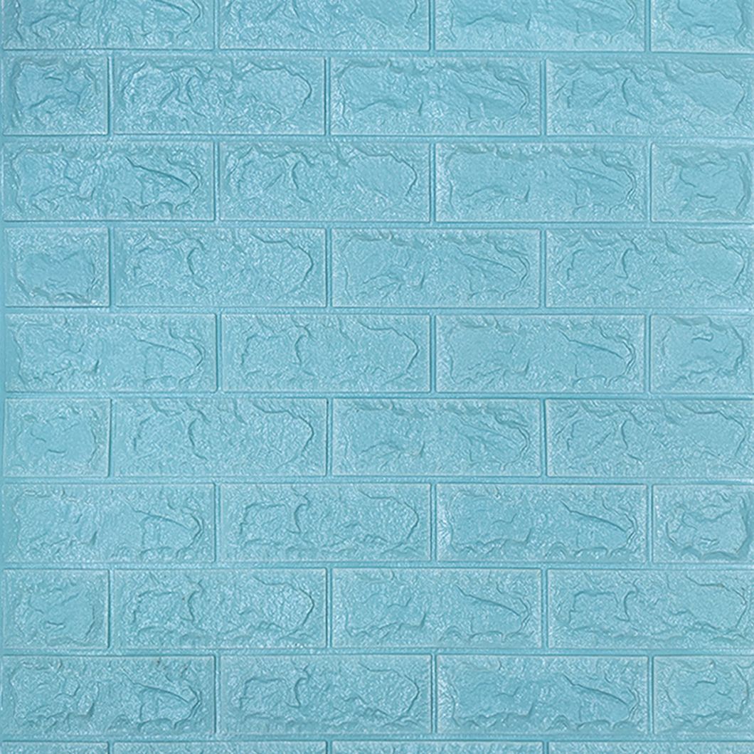 Панель стеновая самоклеящаяся декоративная 3D под кирпич Бирюза 700х770х7мм, Бирюзовый