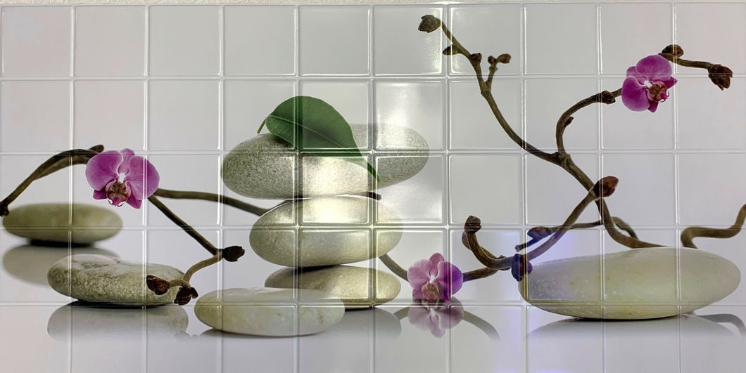 Панель стінова декоративна пластикова мозаїка ПВХ "СПА" 954 мм х 478 мм, Білий, Білий