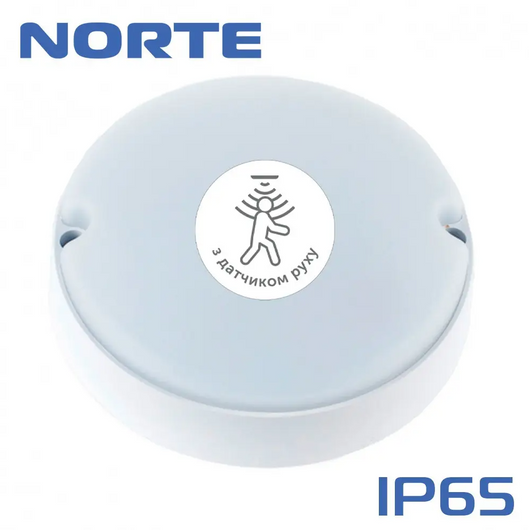 Світильник світлодіодний з датчиком руху 1-NCP-1422 12W 6500K круг IP65 TM NORTE USD (1-NCP-1422), Білий, Білий