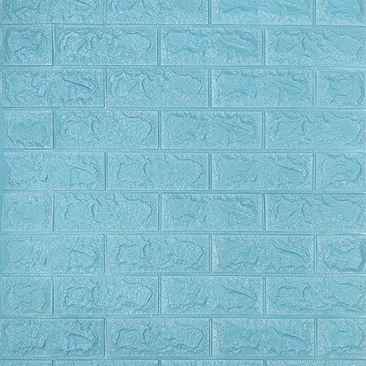Панель стеновая самоклеящаяся декоративная 3D под кирпич Бирюза 700х770х7мм, Бирюзовый