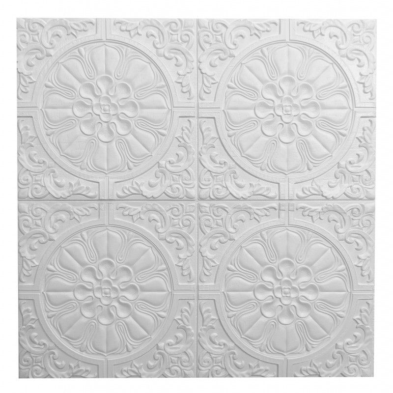 Панель стеновая самоклеящаяся декоративная 3D белая 700x700x7,5мм, Белый