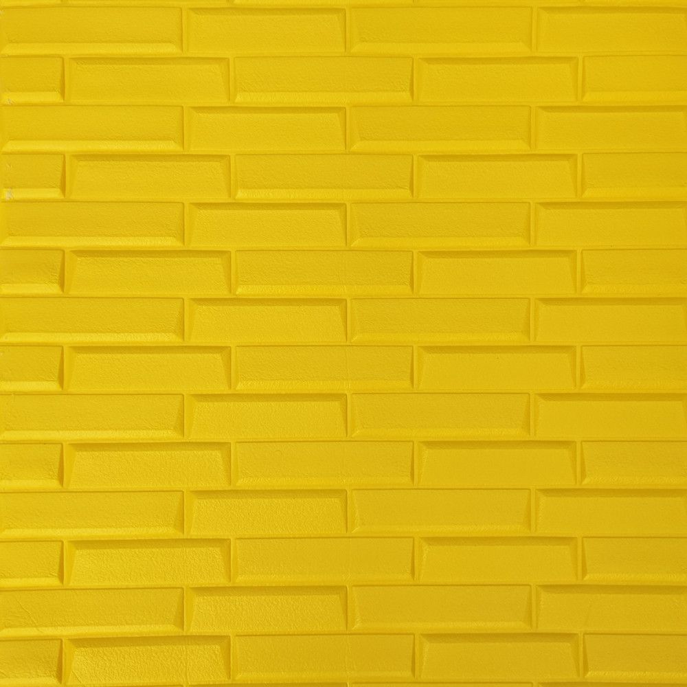Панель стеновая самоклеющаяся декоративная 3D желтая кладка 700х770х7мм, Жёлтый