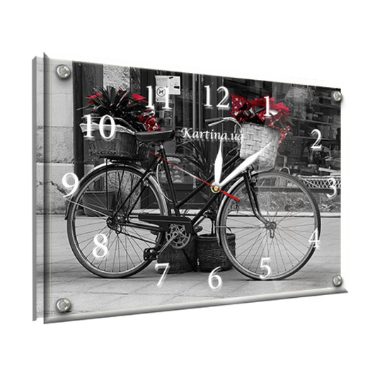 Часы-картина под стеклом Велосипед 30 см х 40 см