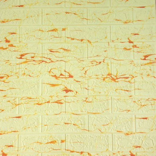 Панель стінова самоклеюча декоративна 3D під бежево-помаранчеву цеглу, Бежевий