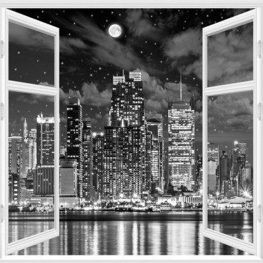 Фотообои простая бумага Город за окном 6 листов 140 см х 145 см